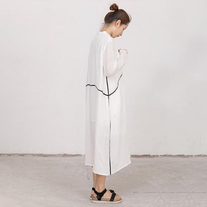 Women Long Sleeves Embroidery Loose Dress