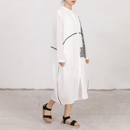 Women Long Sleeves Embroidery Loose Dress