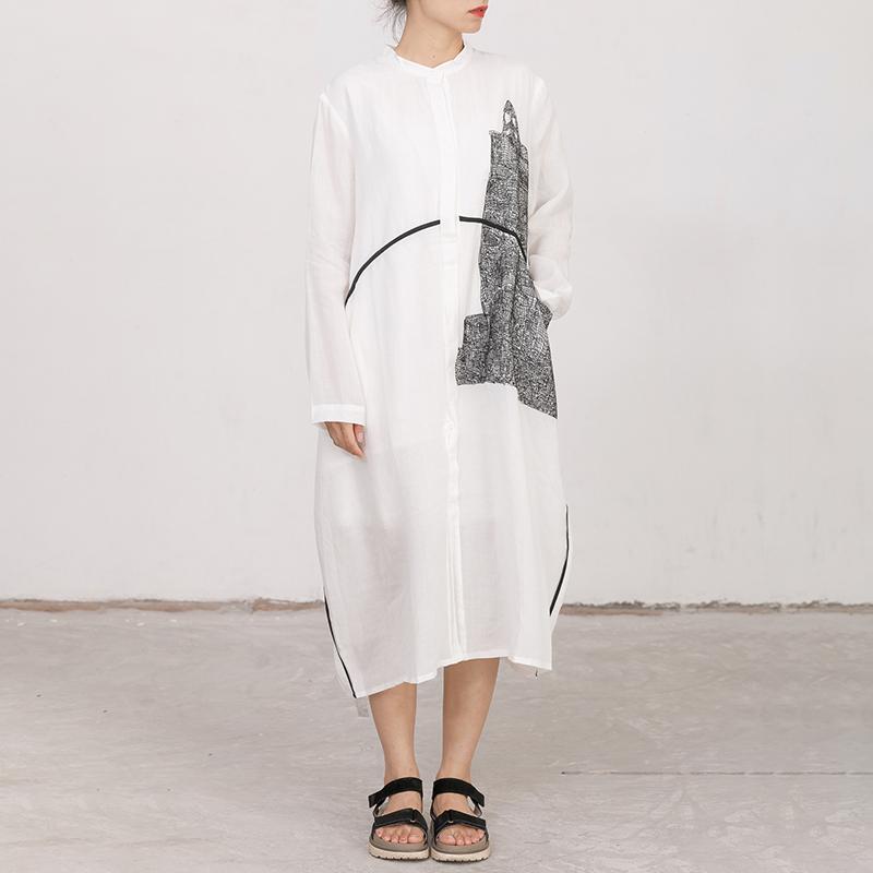 Women Long Sleeves Embroidery Loose Dress