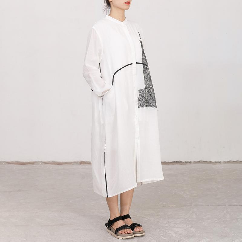 Women Long Sleeves Embroidery Loose Dress