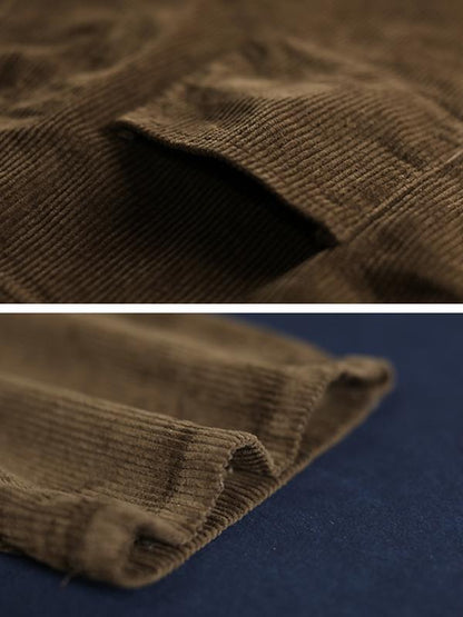 Women Loose Casual Pockets Corduroy Jumpsuit