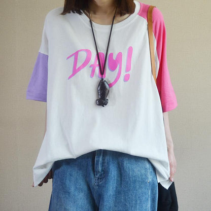 Women Loose Letter Print Casual T-Shirt