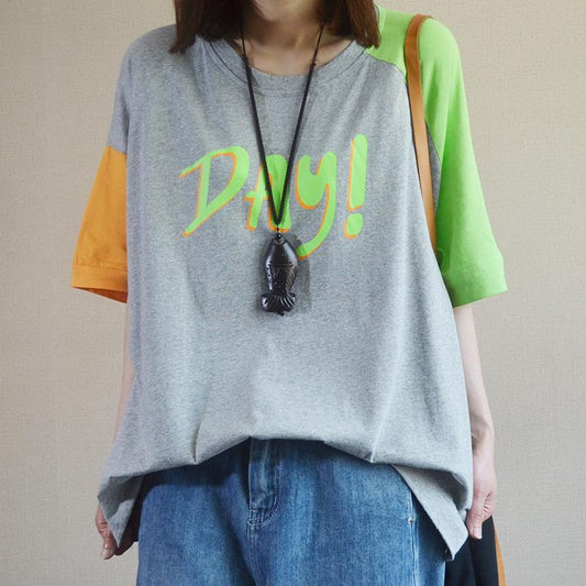 Women Loose Letter Print Casual T-Shirt