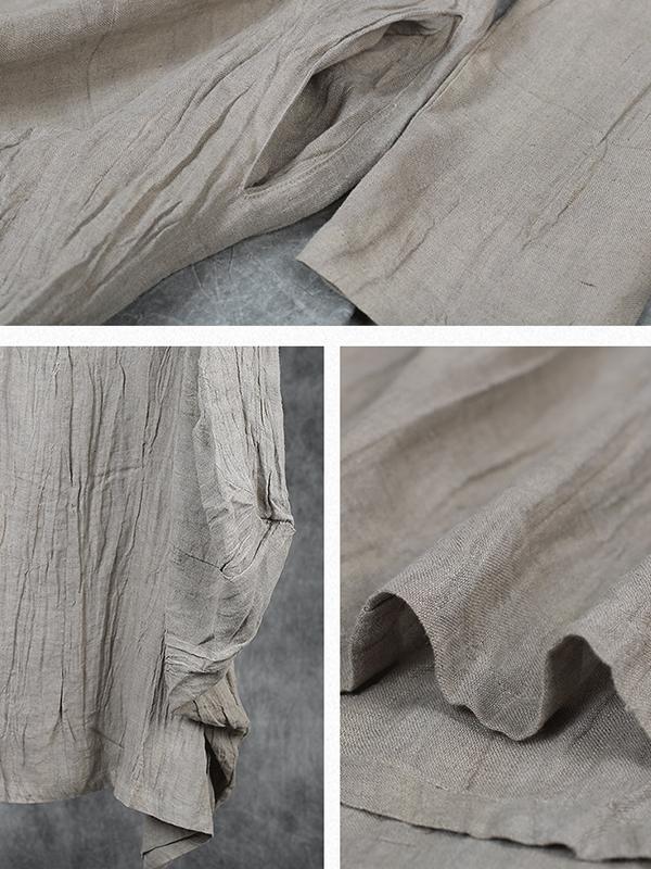 Women Loose Pleated Linen Maxi Dress