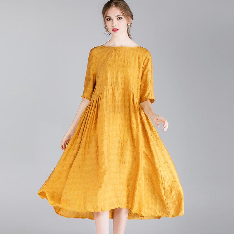 Women Oversized Summer Tencel Loose Casual Dress