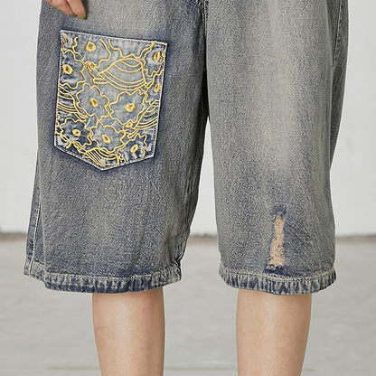 Women Patchwork Spliced Elastic Waist Jeans