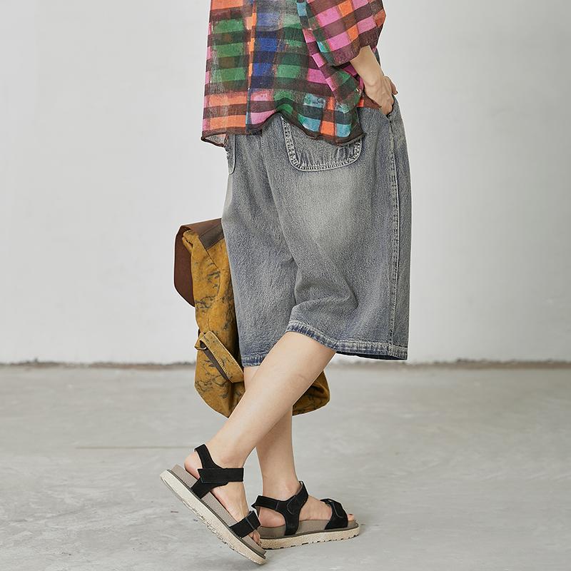 Women Patchwork Spliced Elastic Waist Jeans