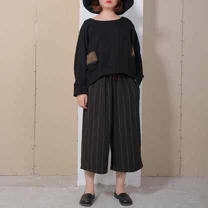 Women Retro Solid Women Wide Leg Pants