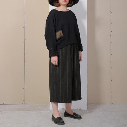 Women Retro Solid Women Wide Leg Pants