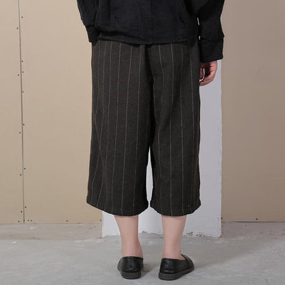Women Retro Solid Women Wide Leg Pants