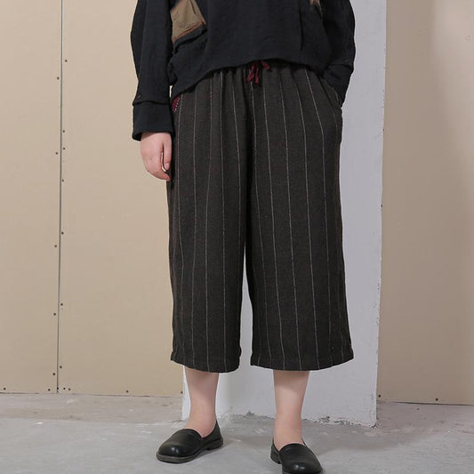 Women Retro Solid Women Wide Leg Pants