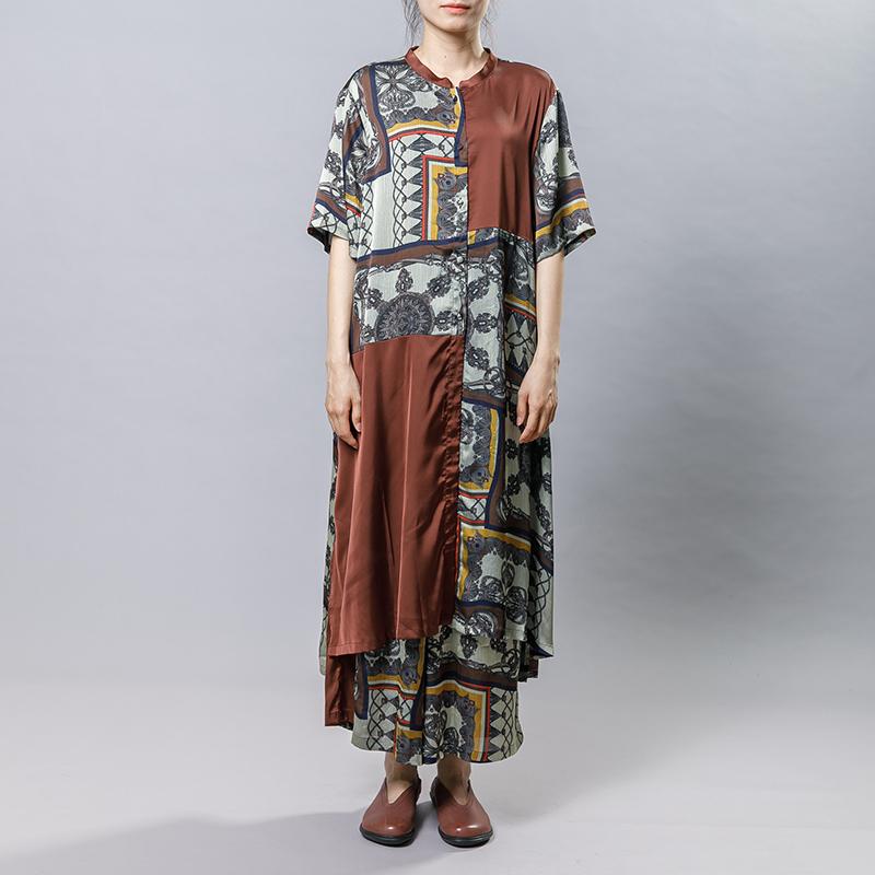 Women Silk Retro Printed Loose Two Piece Set