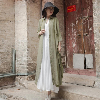 Women Solid Color Double-Layer Shirt Coat