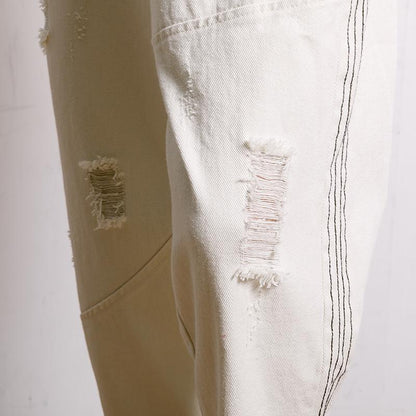 Women Solid Color Frayed Loose Jeans