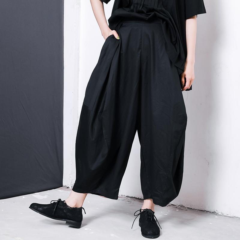Women Solid Color Pleated Loose Bloomers