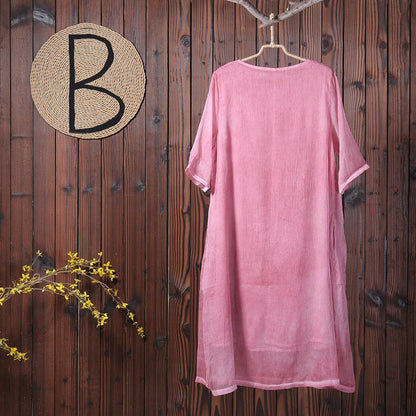 Women Solid Pockets Lining Loose Maxi Dress
