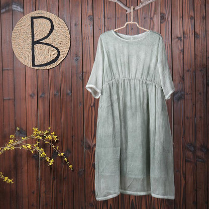 Women Solid Pockets Lining Loose Maxi Dress