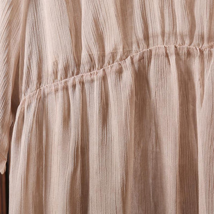 Women Solid Pockets Lining Loose Maxi Dress