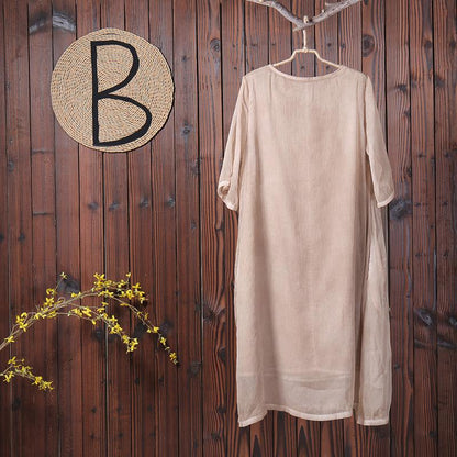 Women Solid Pockets Lining Loose Maxi Dress