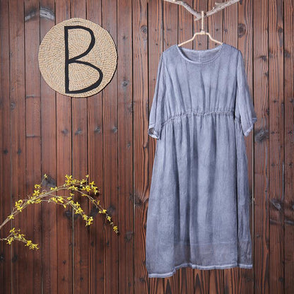 Women Solid Pockets Lining Loose Maxi Dress