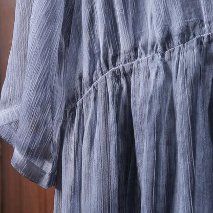 Women Solid Pockets Lining Loose Maxi Dress