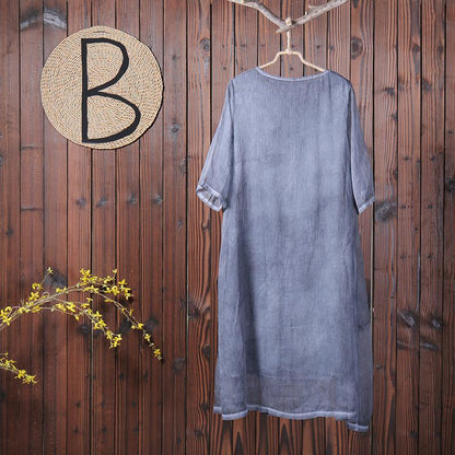 Women Solid Pockets Lining Loose Maxi Dress