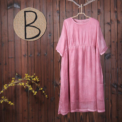 Women Solid Pockets Lining Loose Maxi Dress