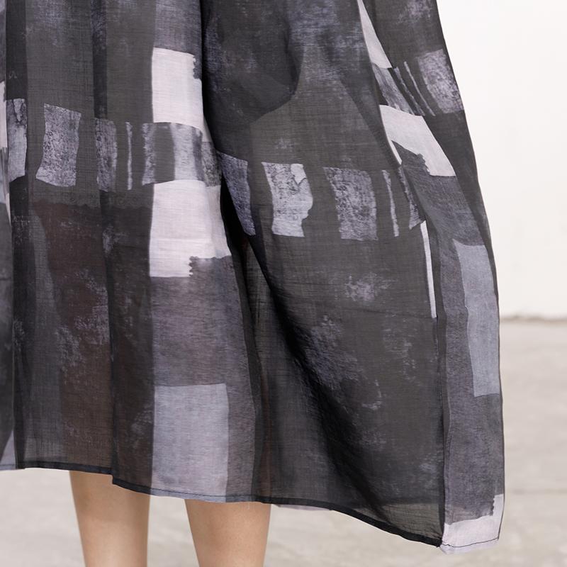 Women Splicing Summer Dress Loose Cotton with Pocket