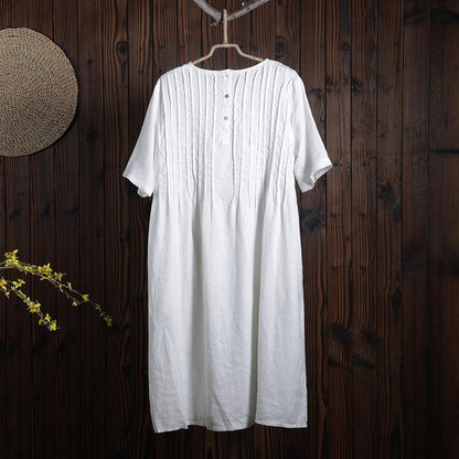 Women Spring Casual Mid-Calf Pullover Loose Short Sleeve Dress