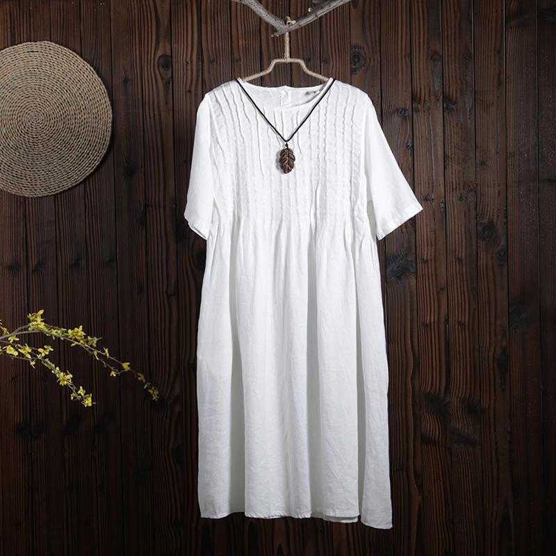 Women Spring Casual Mid-Calf Pullover Loose Short Sleeve Dress