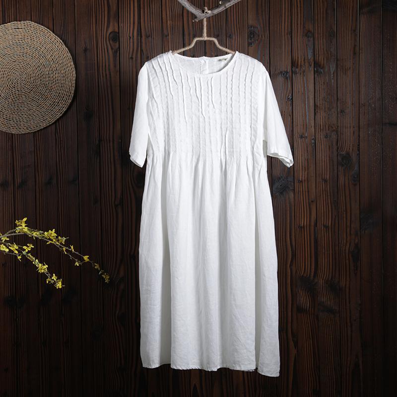 Women Spring Casual Mid-Calf Pullover Loose Short Sleeve Dress