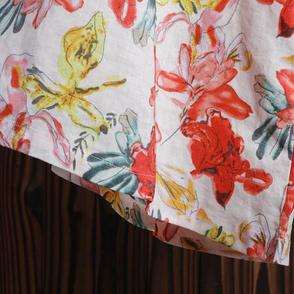 Women Spring Casual Floral Wide Leg Pants Calf Length Pants