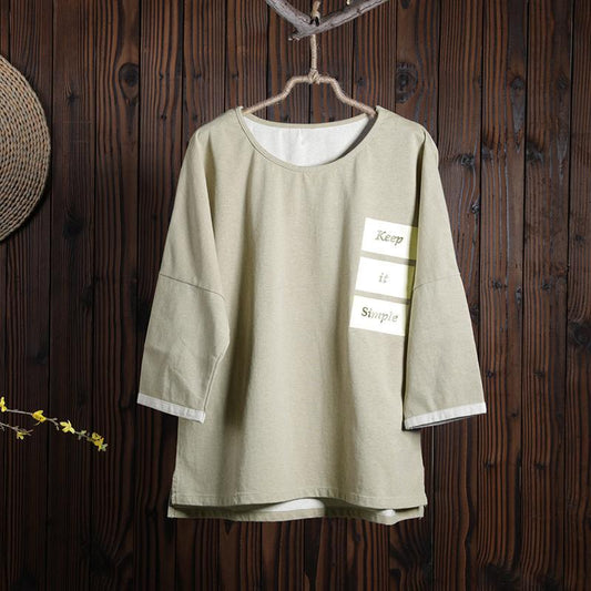 Women Spring Casual Letter Pullover Half Sleeve Sweatshirt