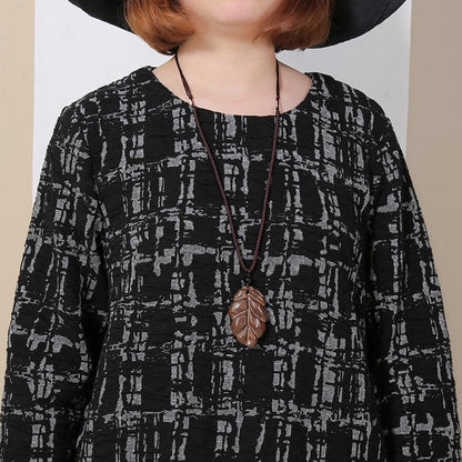 Women Spring Casual Long Sleeve Round Neck Dress