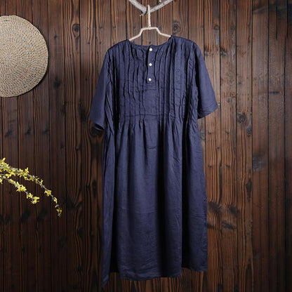 Women Spring Casual Mid-Calf Pullover Loose Short Sleeve Dress
