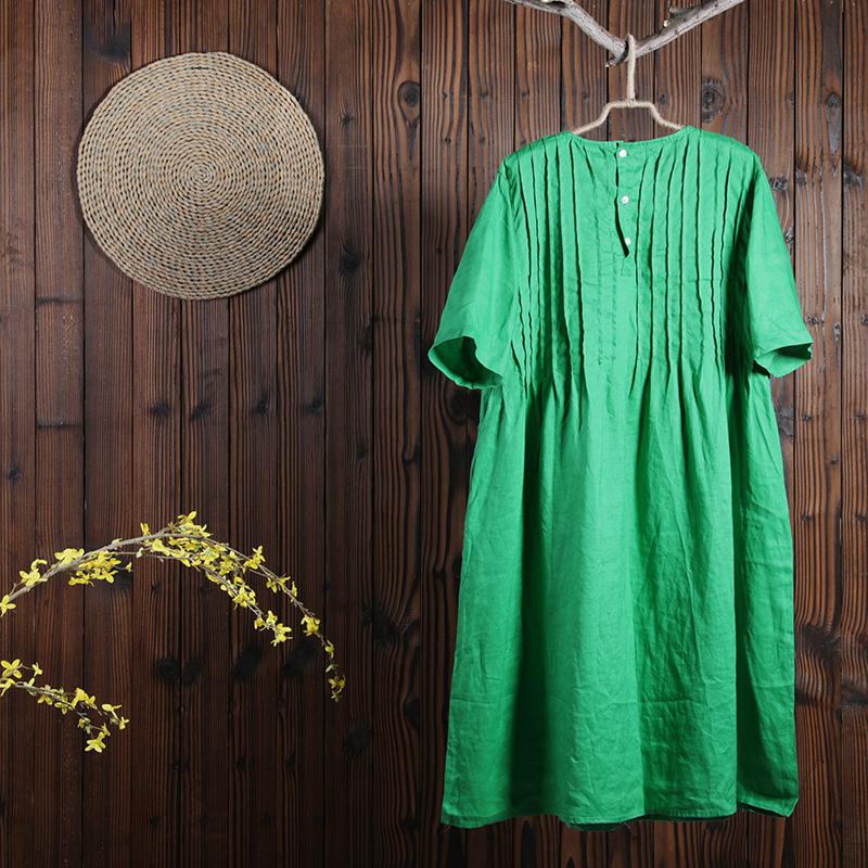 Women Spring Casual Mid-Calf Pullover Loose Short Sleeve Dress