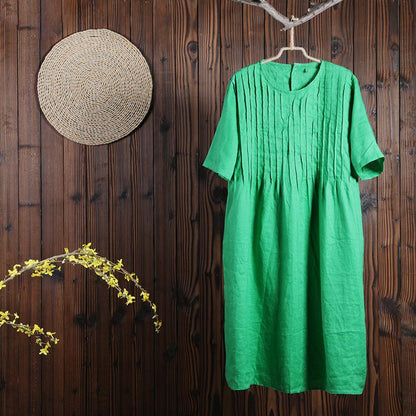 Women Spring Casual Mid-Calf Pullover Loose Short Sleeve Dress