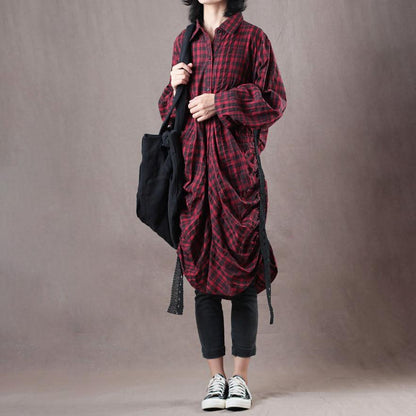Women Spring Casual Plaid Long Shirt