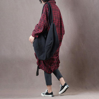 Women Spring Casual Plaid Long Shirt