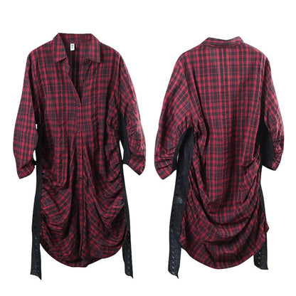 Women Spring Casual Plaid Long Shirt