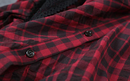 Women Spring Casual Plaid Long Shirt