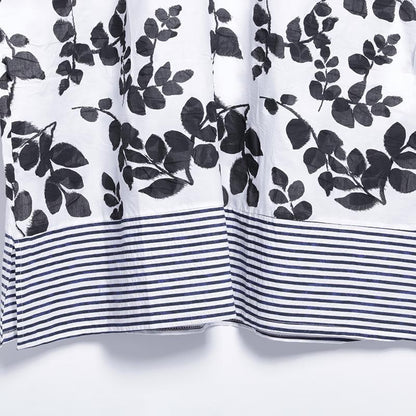 Women Spring Casual Plant Stripe Mid-Calf Pullover Loose Short Sleeve Dress
