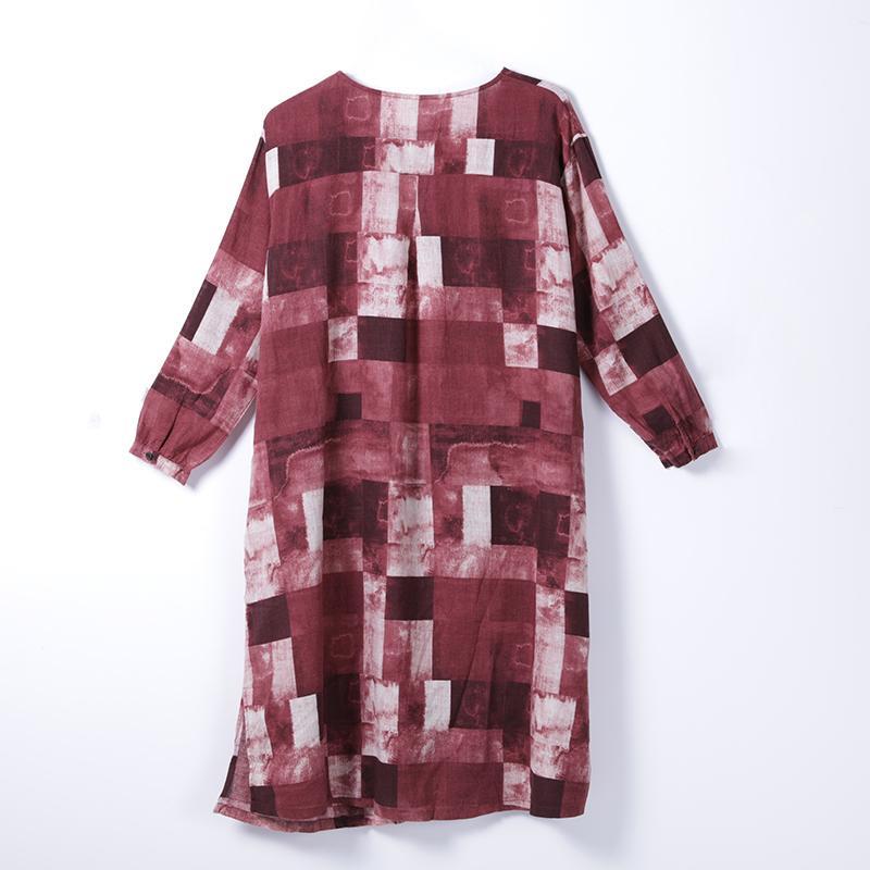 Women Spring Casual Print Cardigan Loose Half Sleeve Dress