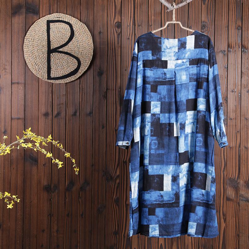 Women Spring Casual Print Cardigan Loose Half Sleeve Dress