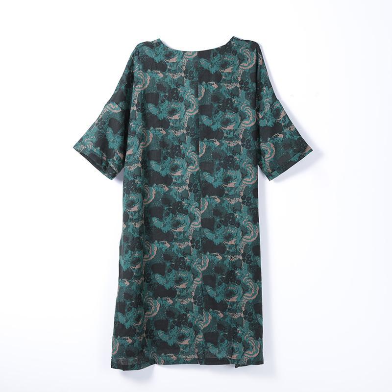 Women Spring Casual Print Half Sleeve Pullover Loose Dress