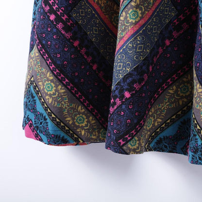 Women Spring Casual Print Pullover Loose Long Sleeve Dress