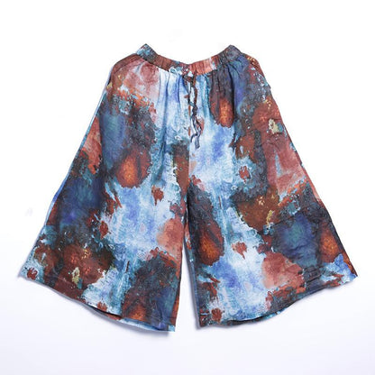 Women Spring Casual Print Wide Leg Pants
