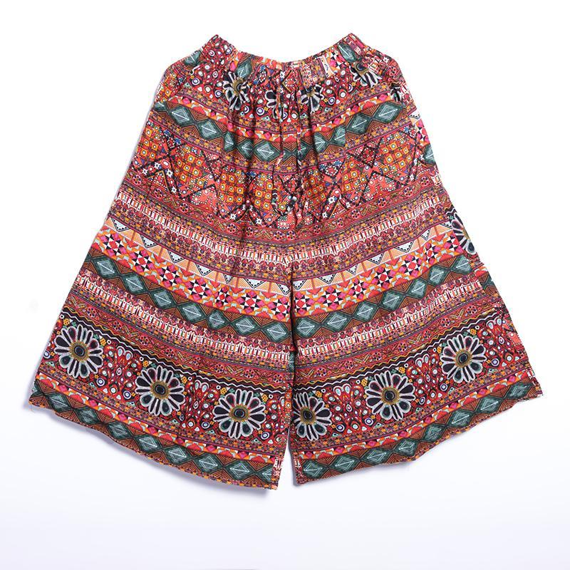 Women Spring Casual Print Wide Leg Pants