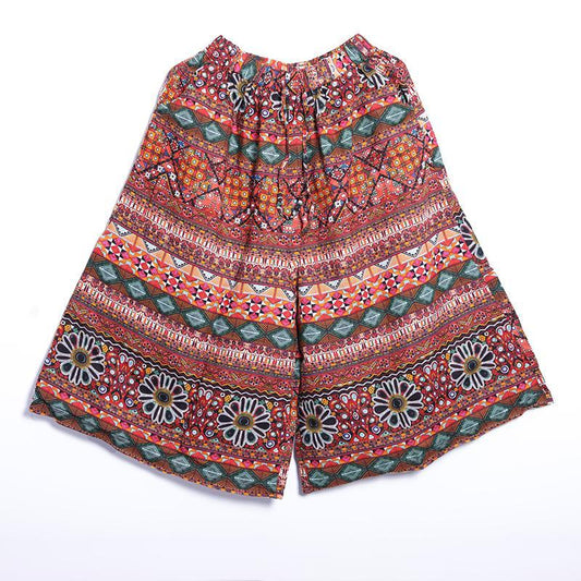 Women Spring Casual Print Wide Leg Pants