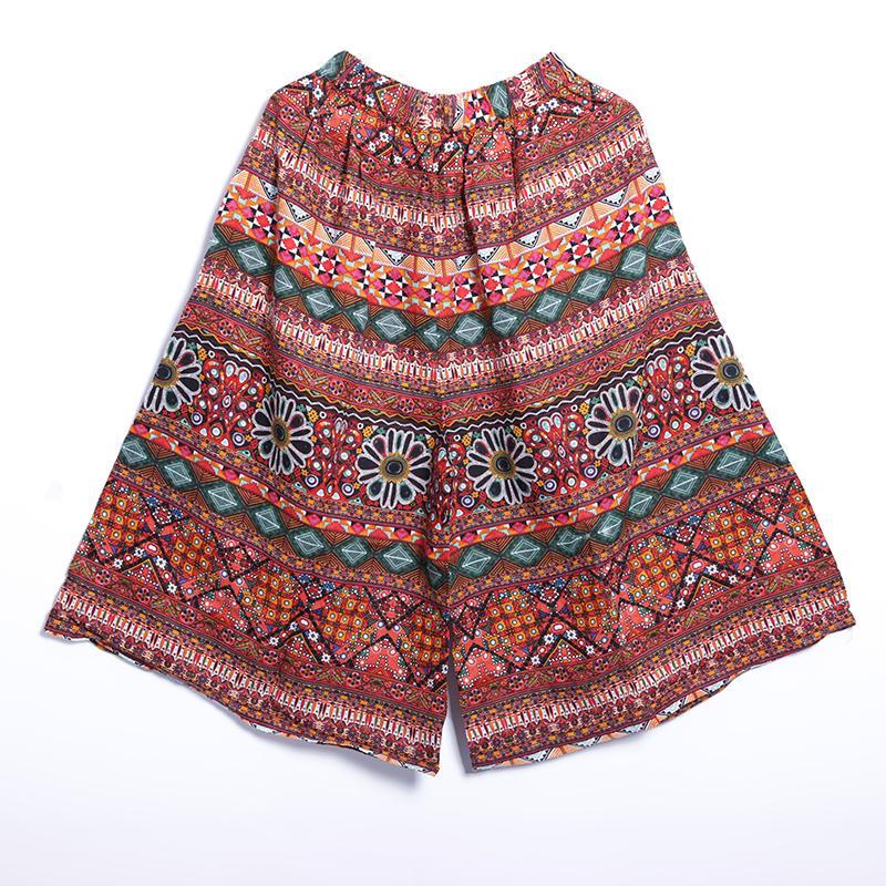 Women Spring Casual Print Wide Leg Pants